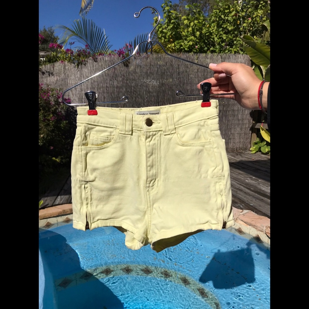 American Apparel high waisted yellow shorts